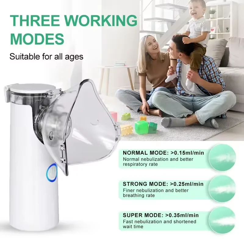 Obrázek 3: Přenosné mini nebulizer kapesní tichá atomizér lékařská inhalátor pro kašel astma zvlhčovač s maska pro dospělé a děti
