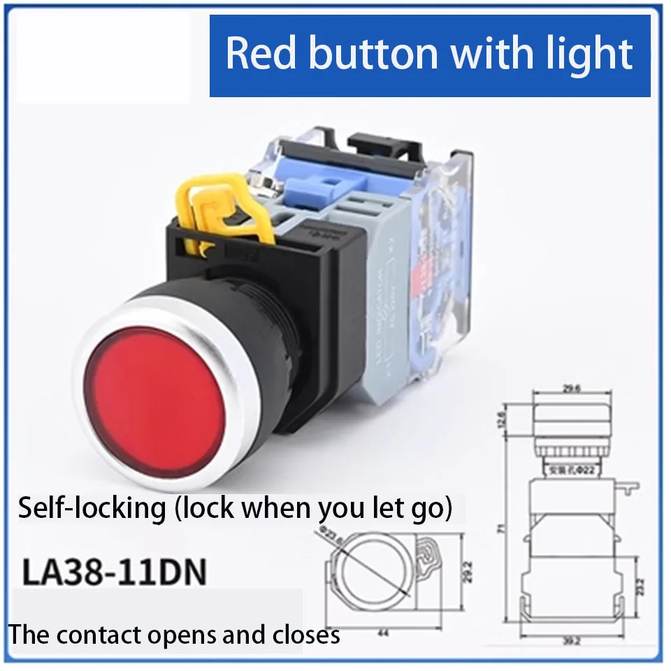 Brand New La38-11dnzs Self-resetting Self-locking Lighted Power Button Switch Start Stop 24 220v Voltage