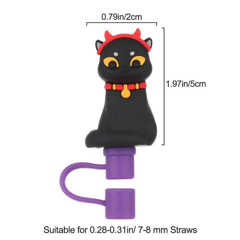 1 PC Creative Silicone Straw Stopper Straw Tips Cover Reusable Dust-proof Cartoon drinking straw cap Glass Cup Accessories