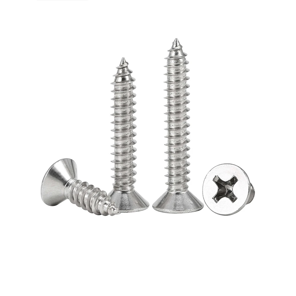 316 Stainless Steel Phillips Countersunk Head Wood Screws M4 M5 M6 Cross Flat Head Self Tapping Wallboard Nails Length 8-100mm﻿