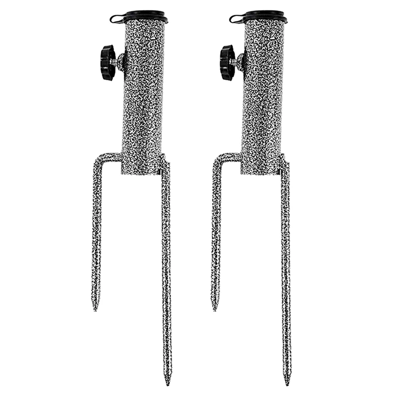 2 PCS Beach Umbrella Stand Fishing Stand Garden Lawn Patio Parasol Ground Anchor Spike Umbrella Holder Fishing Rods Tool