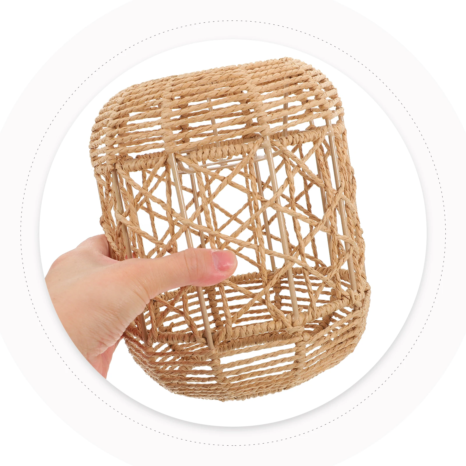 

Imitation Rattan Chandelier Pastoral Style Hanging Light Cover Woven Pendant Lampshade Paper Rope Dining Room Tea House