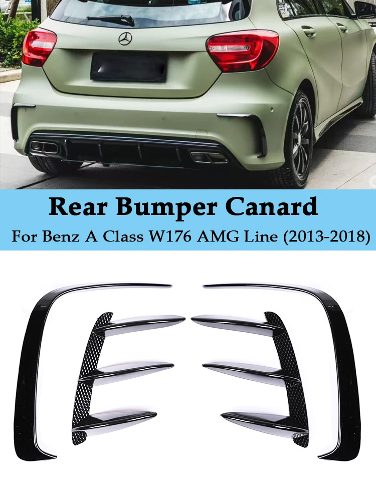 

Rear Bumper Air Vent A45 Sport Canard Splitter Spoiler Flap Cover For Mercedes Benz A Class W176 2013-2018 Black Car Accessories