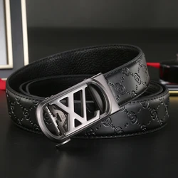 New Width 3.4cm Business Men's Belt Formal Real Leather Male Belt High Quality Metal Automatic Buckle Belt for Women jeans belt