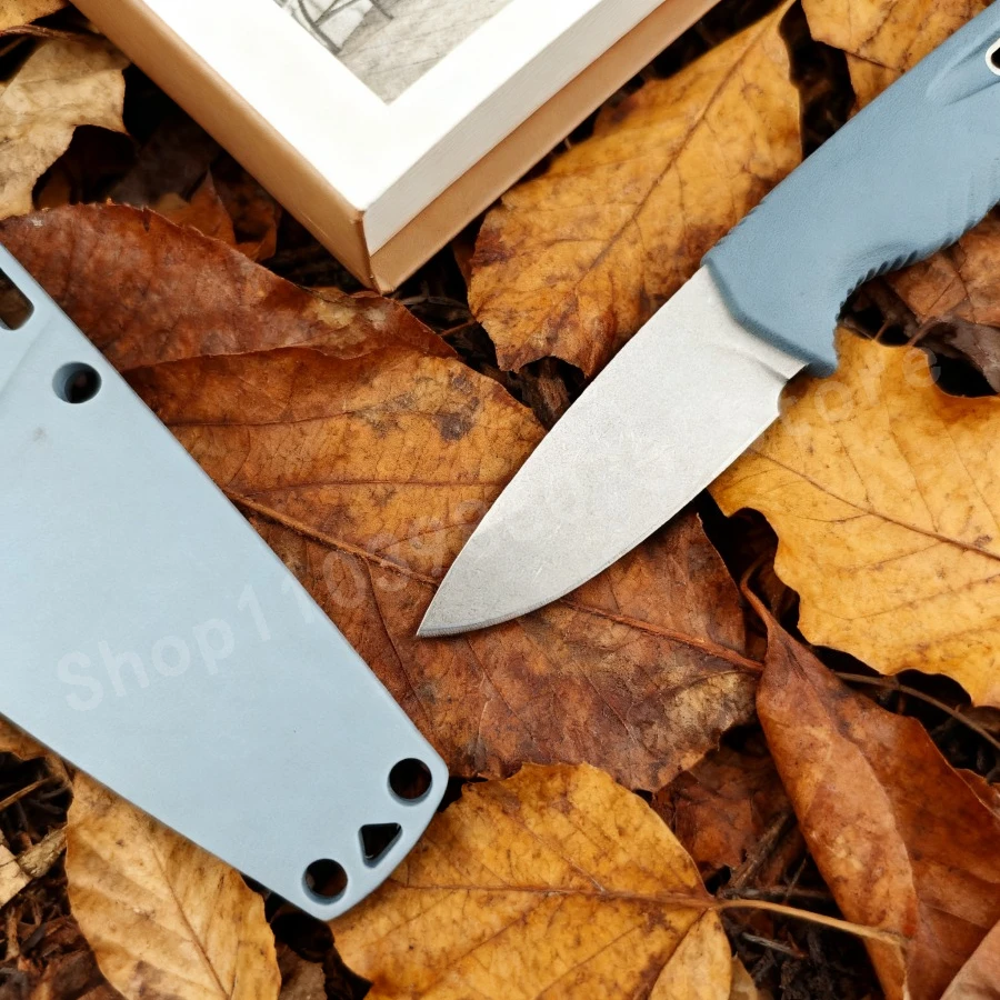 Bm 18050 azul mini faca reta com lâmina de aço d2 alça de fibra de náilon acampamento tático faca de autodefesa faca de pesca