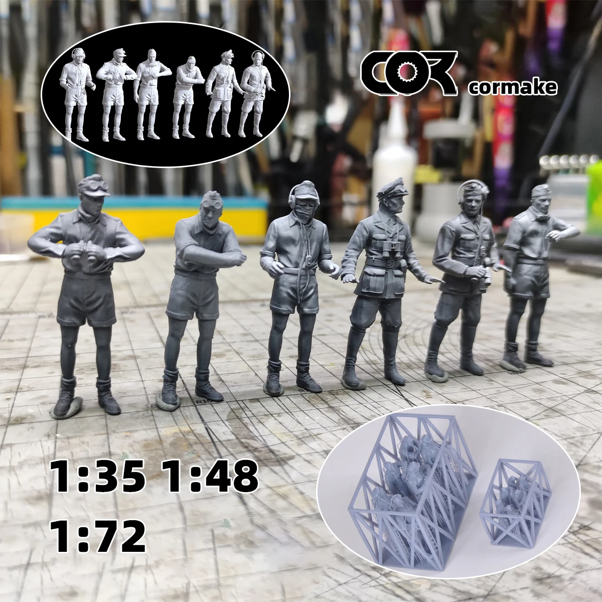 Ensemble de figurines de soldats 3D, équipage de char, combattant en Afrique du Nord, 1939-1945, 1/35, 1/48, 1/72, pour diorama, modèle miniature à l'échelle ki