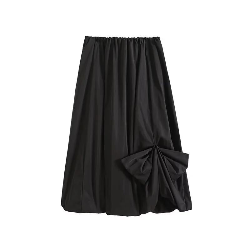 Autumn And Winter In Europe And the United States Bow Bustier Skirt 2024 New Fashion Loose Long Elegant Women's Skirts