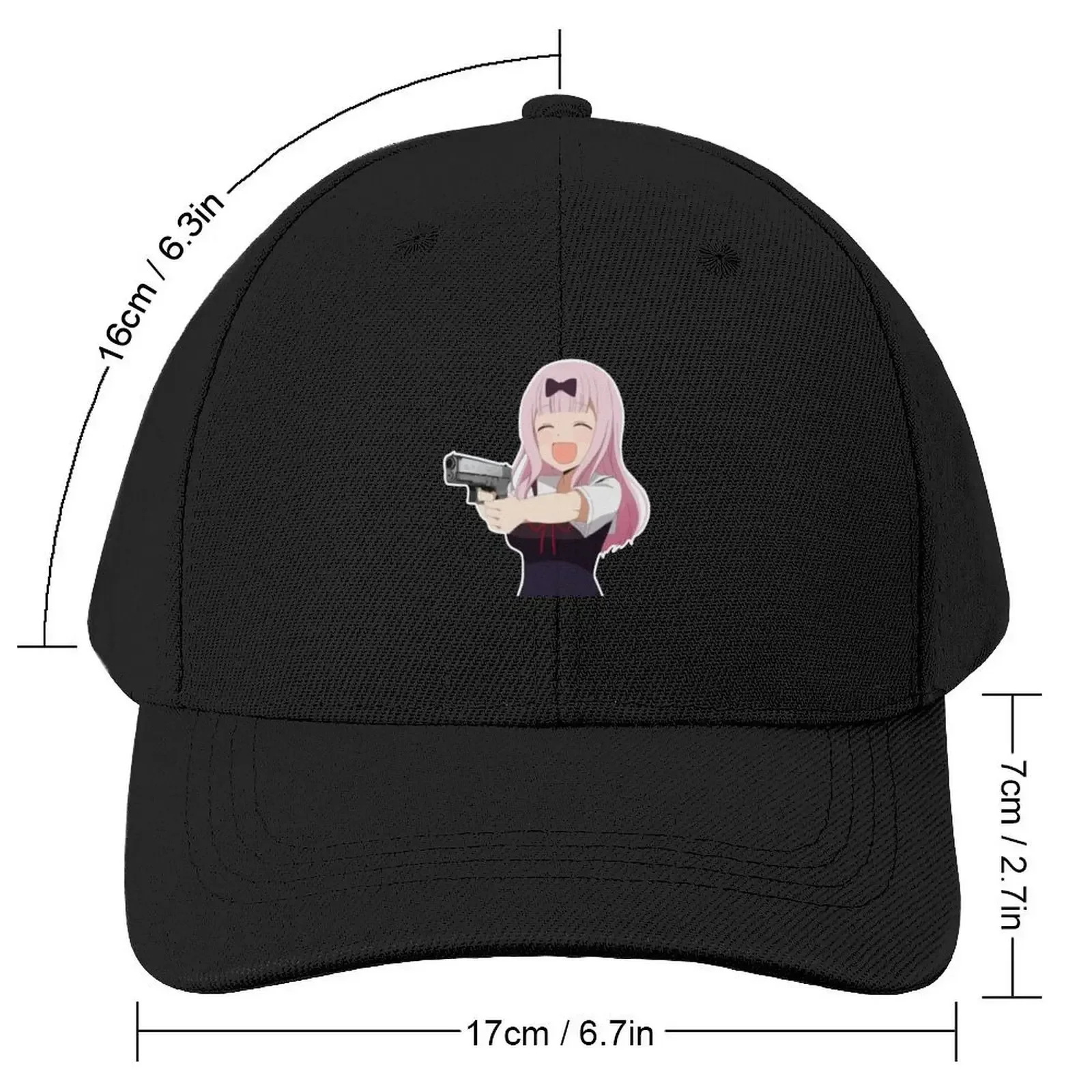 Chika fujiwara holds a gun anime girl with a gun black version Baseball Cap Hat Beach Beach Women's Golf Clothing Men's