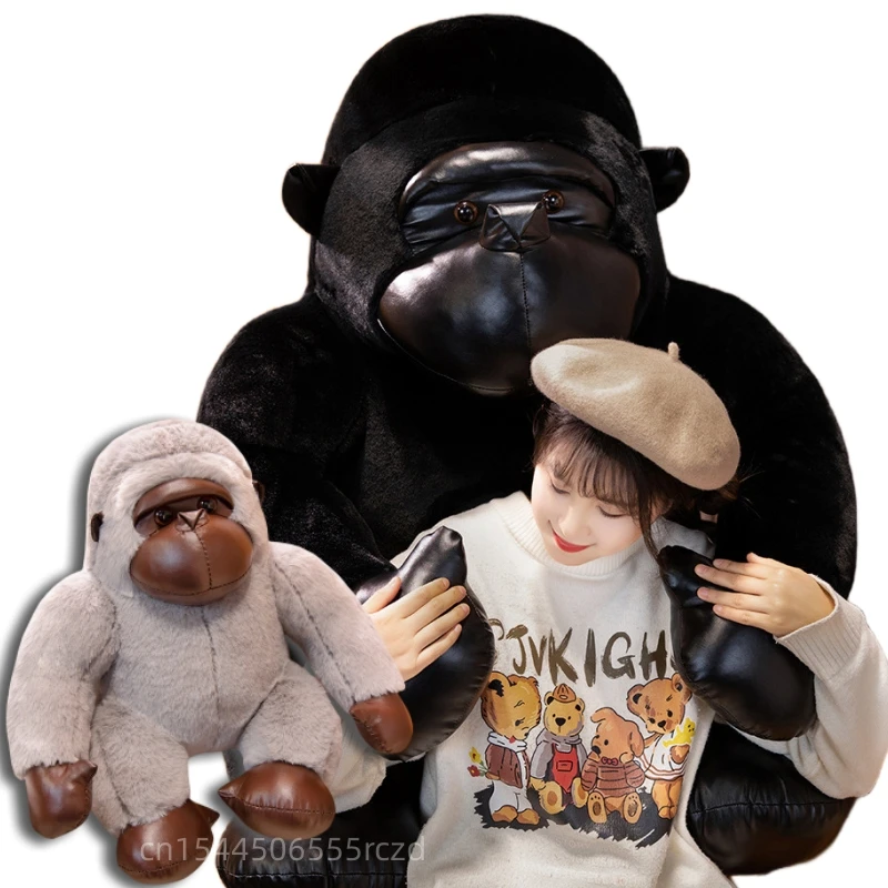 Funny Lifelike Gorilla Plush Doll Black Gray Strong Simulation Bright Face Gorilla Animal Plush Doll For Boyfriend Birthday Gift