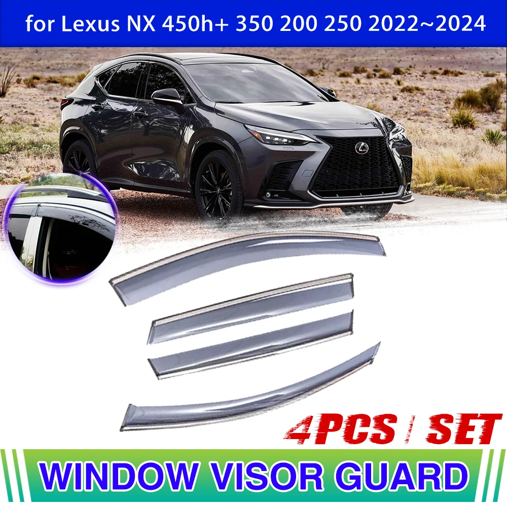 Window Visor for Lexus NX 450h+ 350 200 250 F Sport 2022 2023 2024 Vent Awning Sun Rain Eyebrow Guard Cover Deflector Accessorie