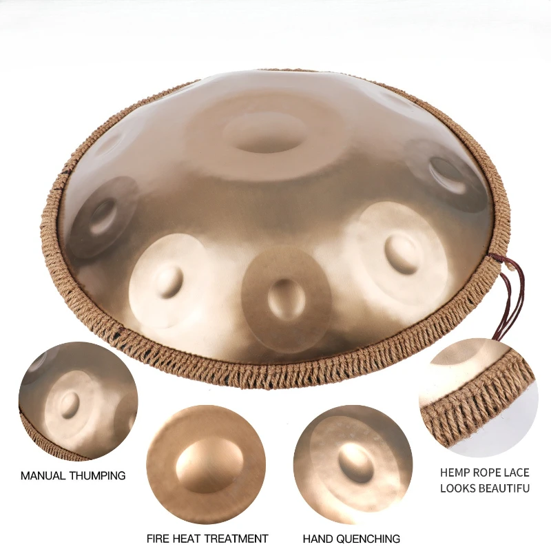 18 Inch Handpan Professional Handmade Mini Handpan Meditation D Minor Hand Pan Drum Steel Tremolo Percussion Musical Instruments