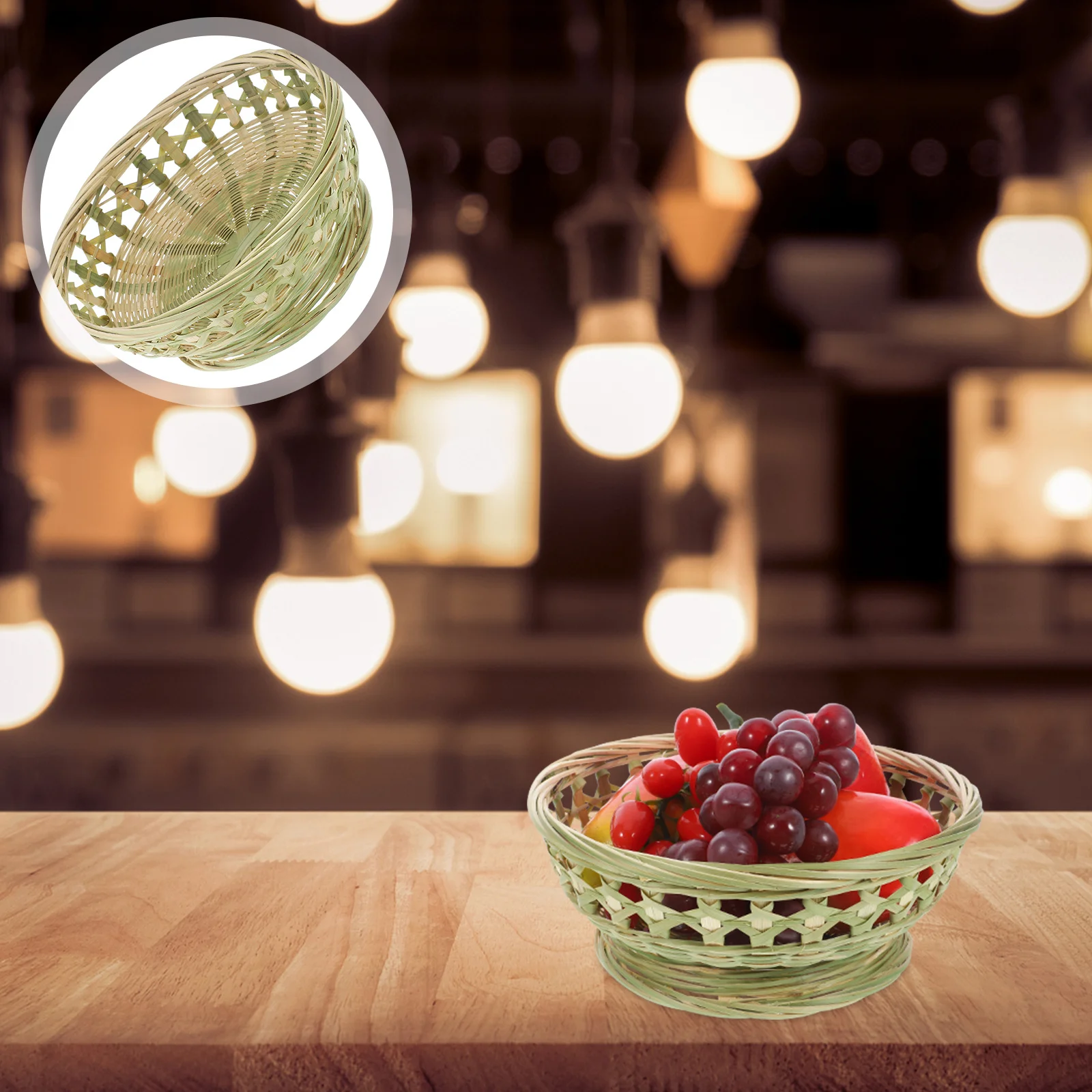 

Bamboo Fruit Basket Multifunctional Woven Storage Container For Kitchen Countertop Organizer Bread Dessert Snacks Food