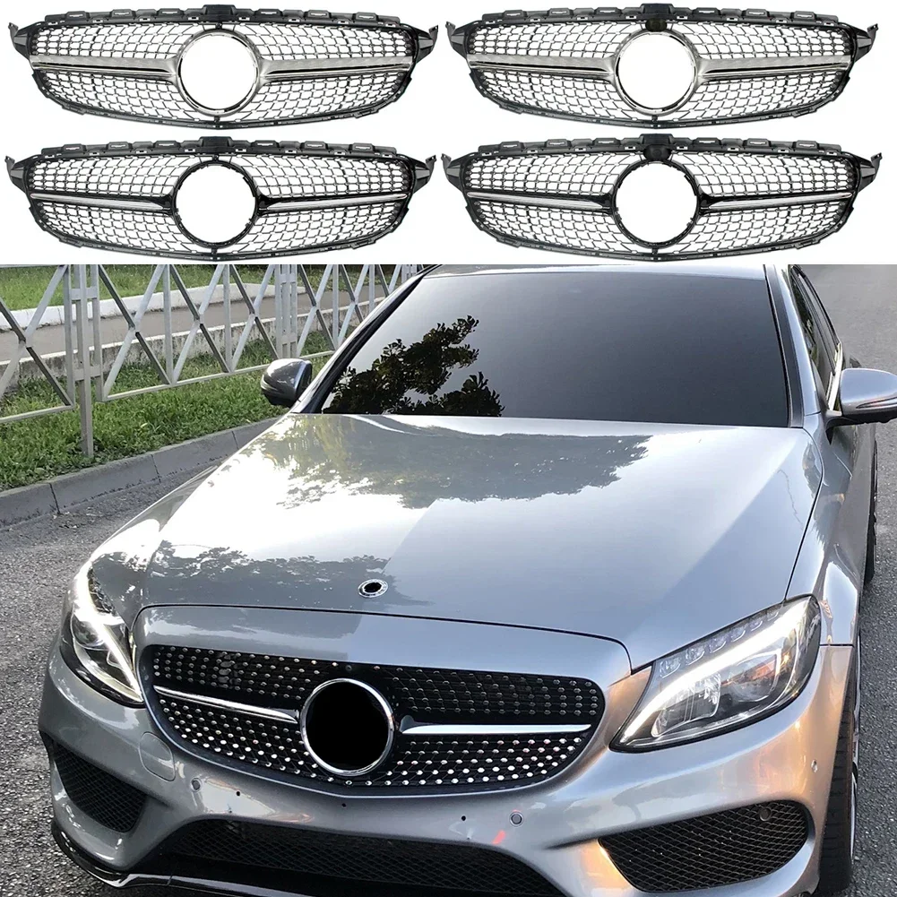 

Передний бампер Racing Grill Заготовка решетки для Mercedes-Benz W205 C-Class 2015-2018 Diamond