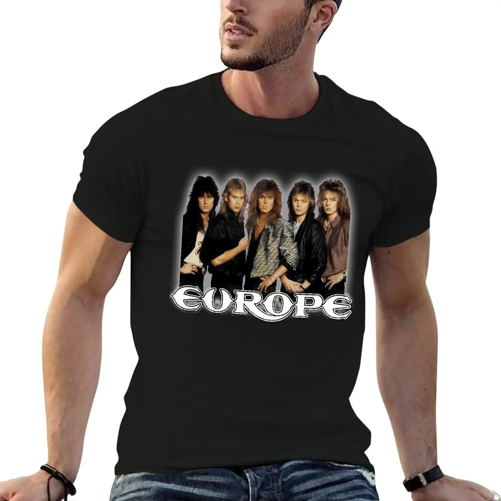 

europe band 80s 90s retro vintage gift for fans T-Shirt man t shirts for men black cotton t-shirt plain for man package T-Shirt