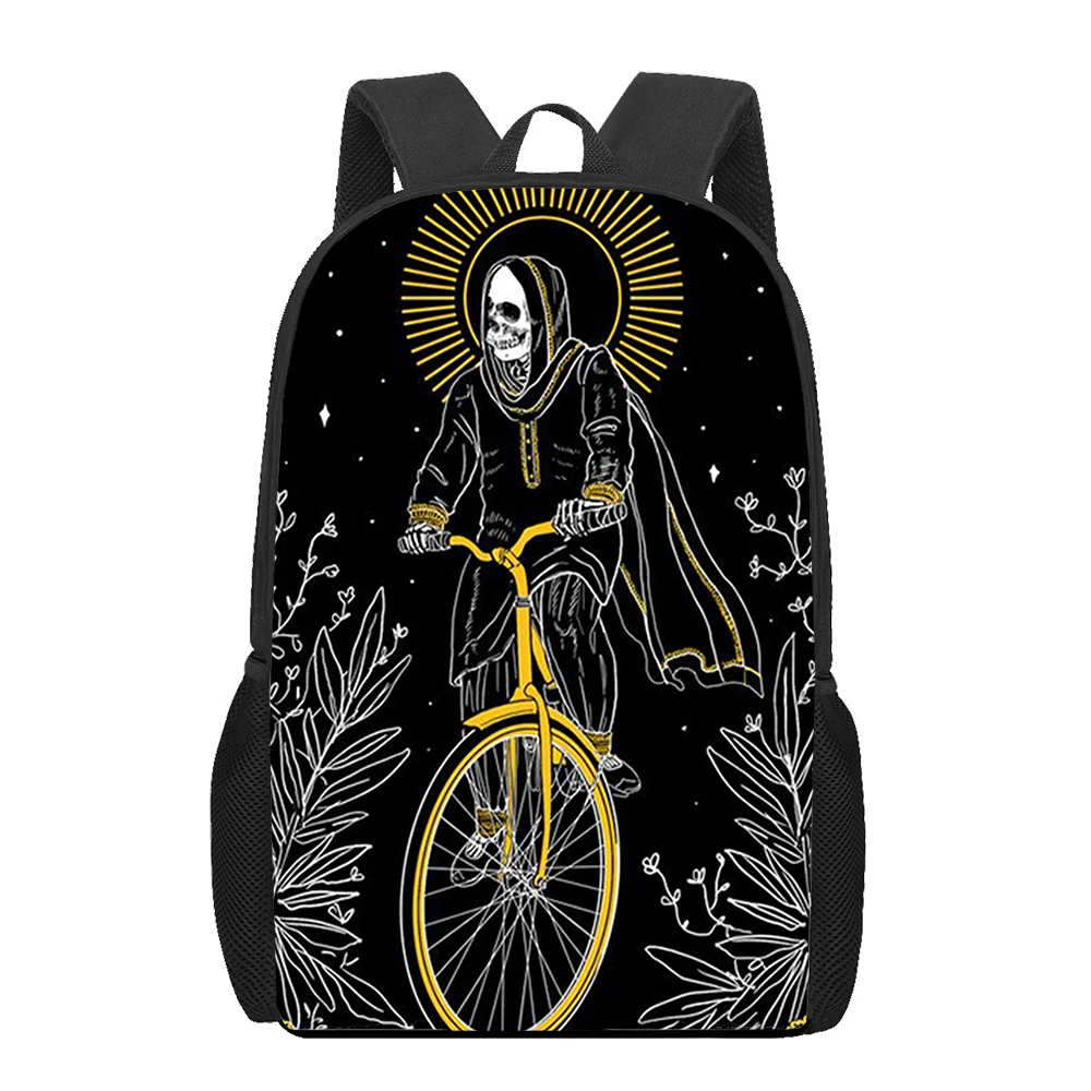 Death Tarot Skull School Bag, saco impresso em 3D para meninos adolescentes, mochila de ombro duplo, mochila para laptop, mochila masculina, 16"