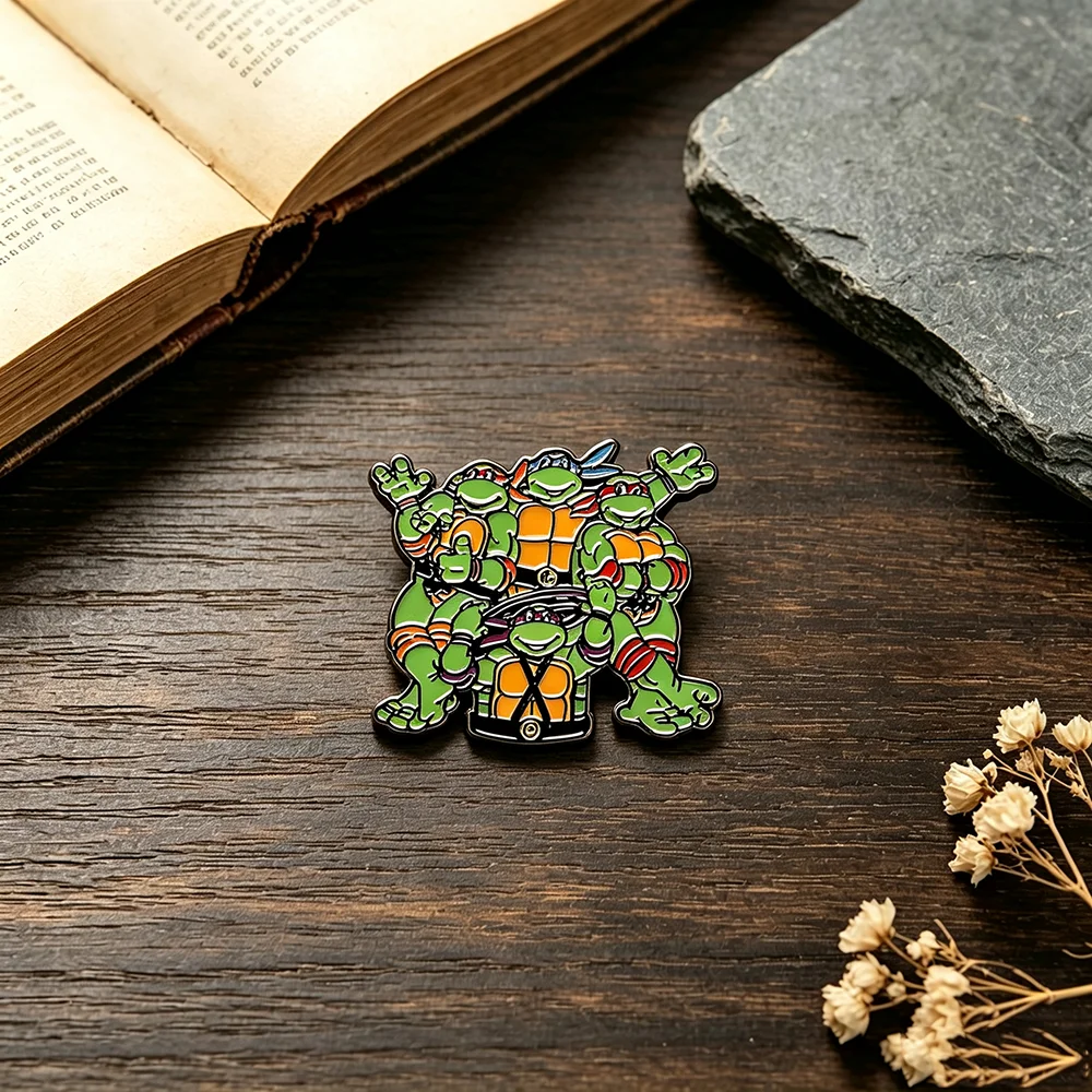 Cartoon Turtle Enamel Pin Metal Lapel Brooch Collectible Accessory for Backpack Hat Ideal Gift for 90s Cartoon Fans