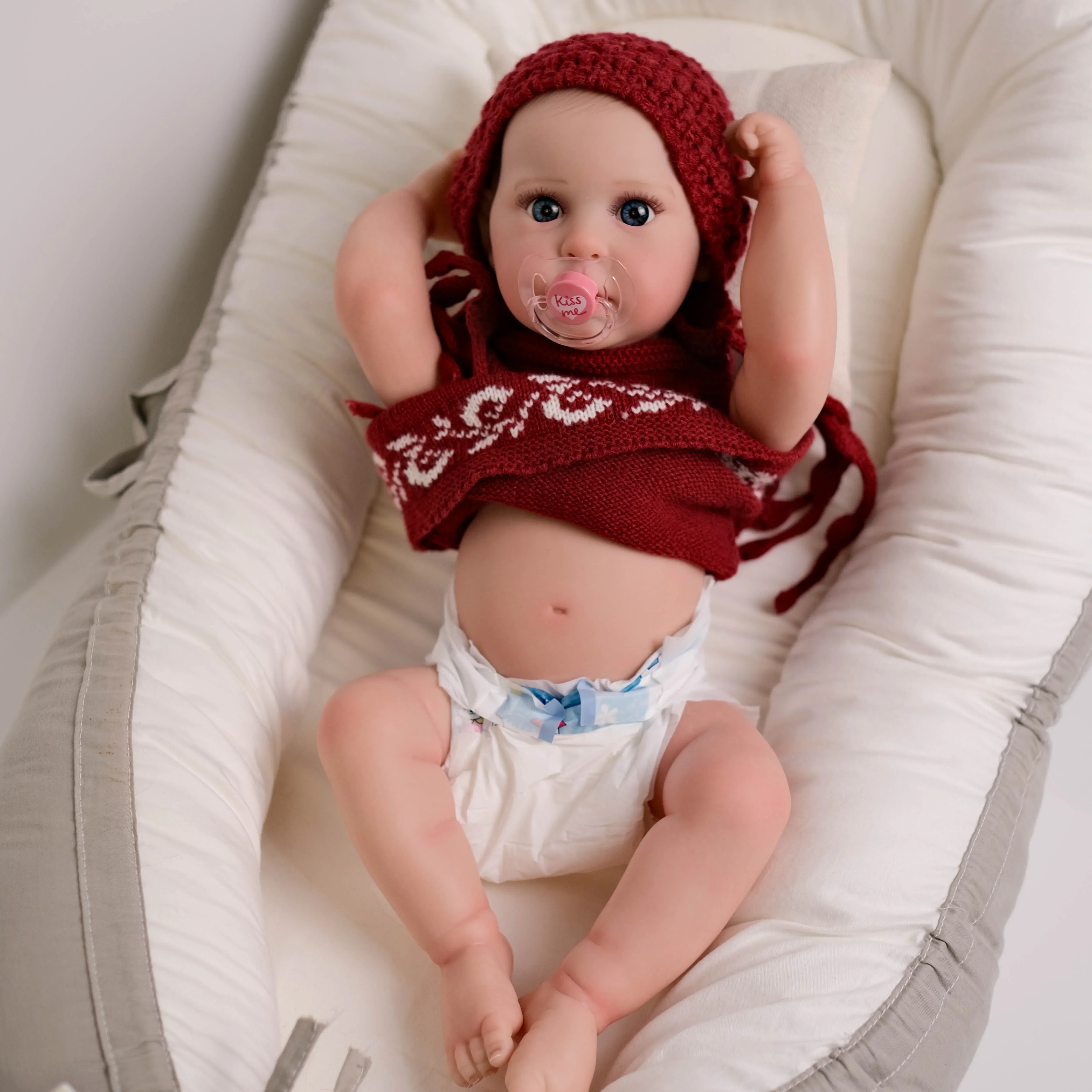 NPK 19inch Full Body Ward Lifelike Reborn Baby Newborn Doll Cuddly Baby Multiple Layers Painting 3D Skin with Hand Draw Hair