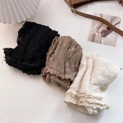 Vintage Hollow Lace Scarf Women's Shawl Silk Scarf Transparent White Gauze Embroidered Thin Cotton and Linen Spring and Autumn