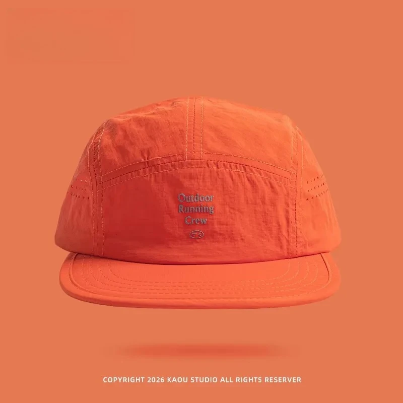 Outdoor-Camping-Sonnenschutz-Schnelltrocknende, farblich abgestimmte Baseballkappen für Damen, Sommer, leicht und atmungsaktiv, Retro 5-Panel-Herrenmütze – Detail 10