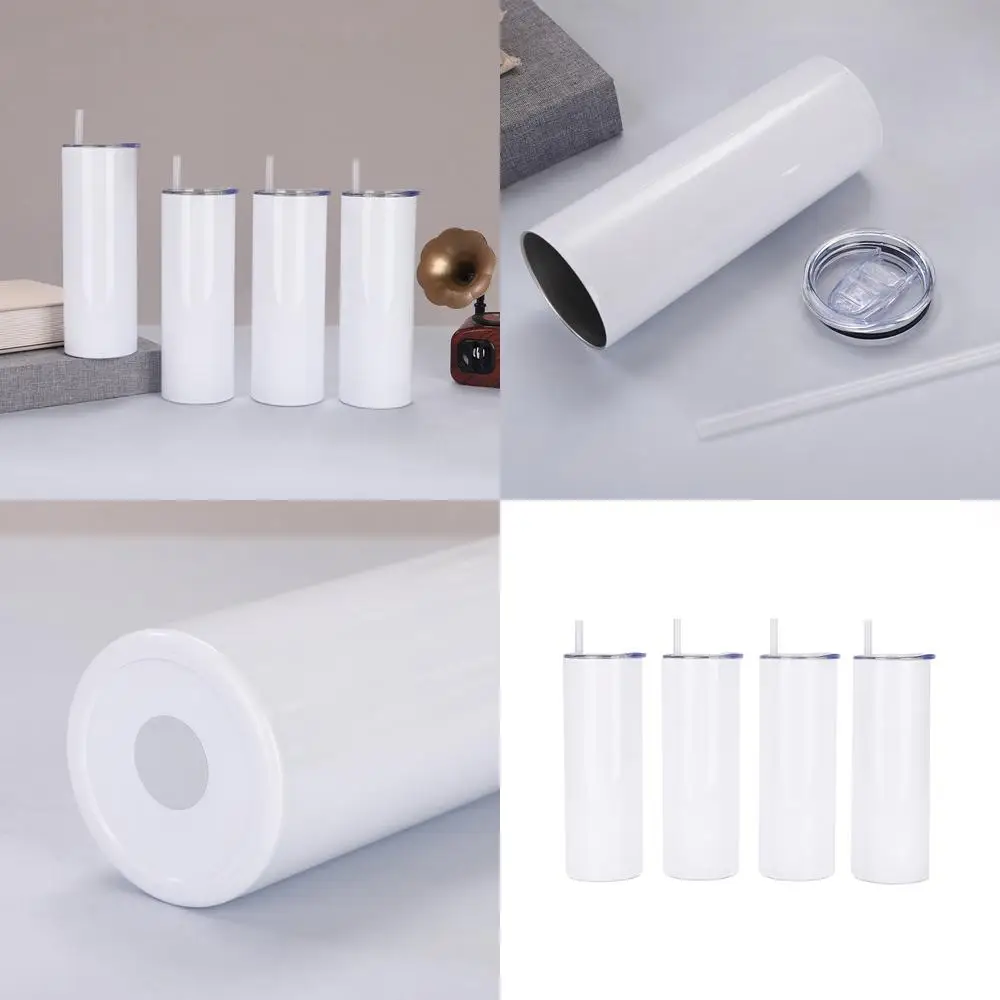 

A 20oz Straight Cup 304 Stainless Steel Double Wall Vacuum Insulated White Thermos with Straw Sublimation Print Car Mug