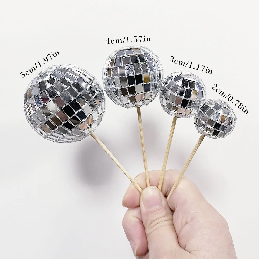 31 قطعة كرات ديسكو الأرجواني كعكة الزينة اللؤلؤ بريق كرات الفضة كعكة القبعات العالية لحفل زفاف عيد ميلاد الطفل دش كب كيك ديكور #5