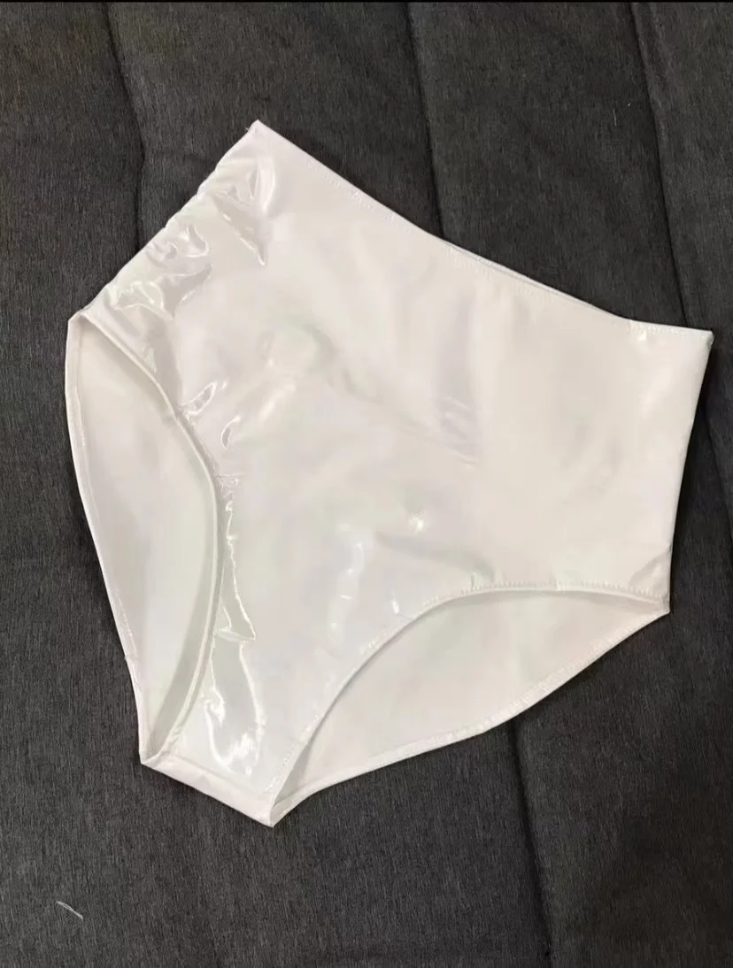 Sexy Shiny Elastic Patent Leather Mid Waist Bbag Hip Shorts Bright Sliver Patent Leather Hot Pants For Nightclub Bar Stage Wear