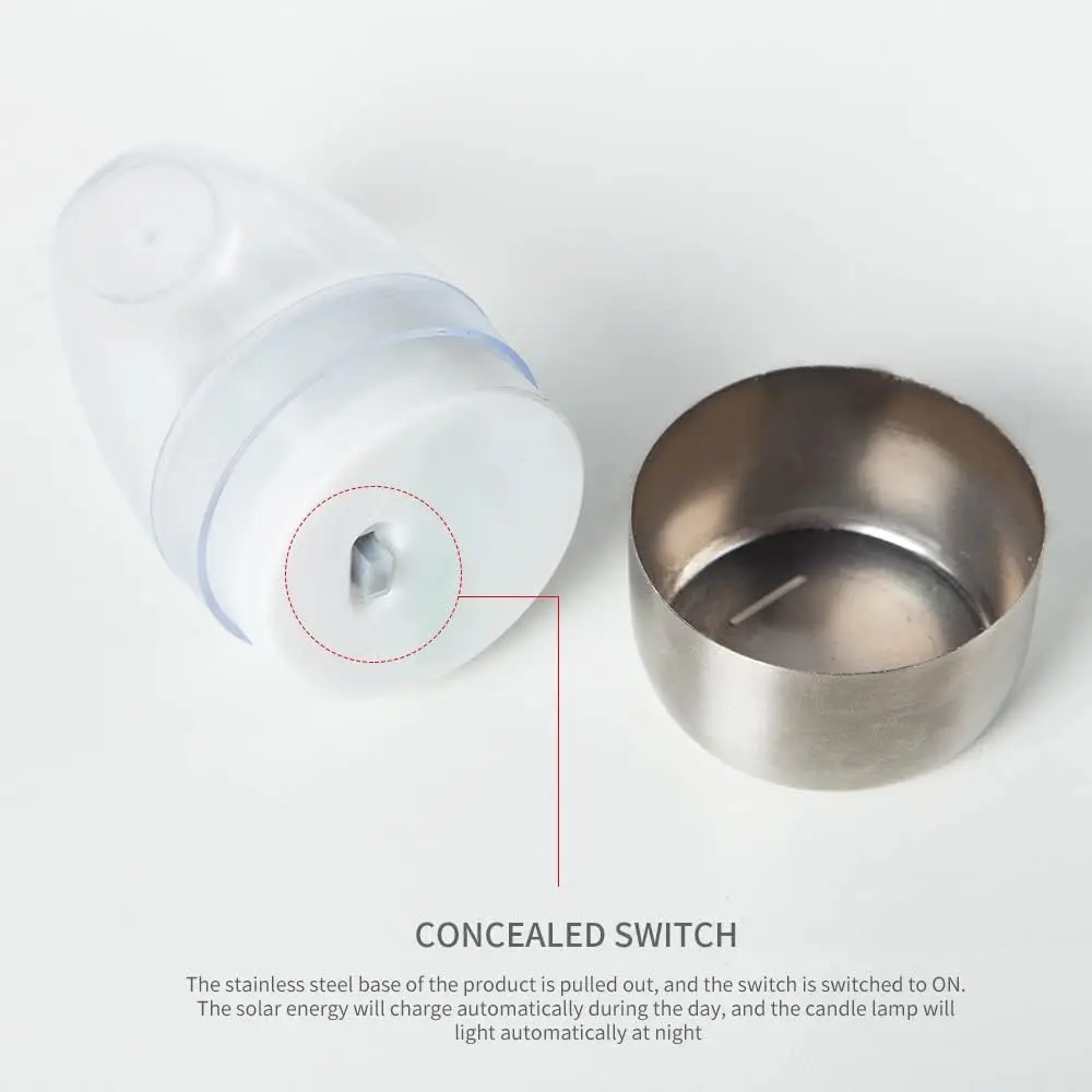 Solar Light LED Stainless Steel Candle Outdoor Courtyard Decorative Atmosphere Night Light Halloween Candlelight Dinner Led