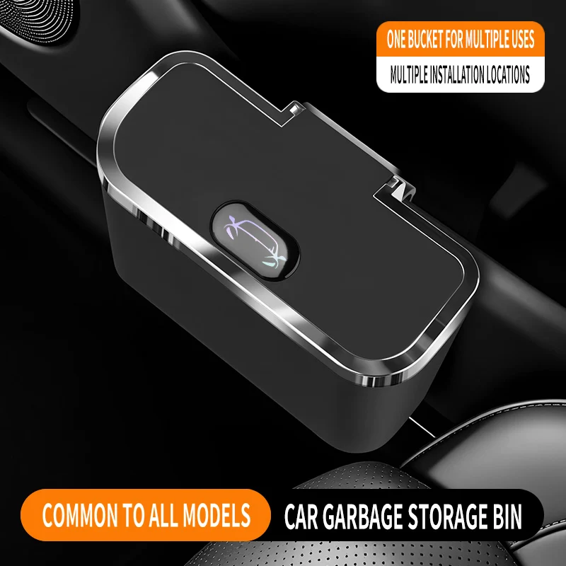 In-Car Trash Storage Bin Abs Plastic Car Trash Can Multi-Functional Snap-On One-Touch Open Lid Car Trash Bin Suitable for All Car Models