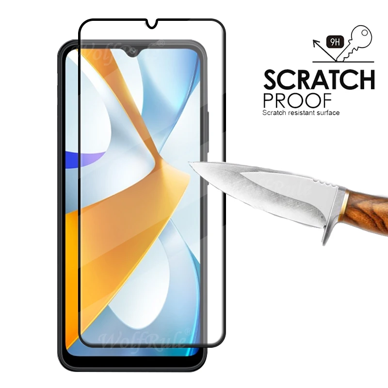 4-in-1 For POCO C40 Glass For Xiaomi POCO C40 Tempered Glass HD 9H Full Cover Glue Screen Protector For POCO C 40 C40 Lens Glass