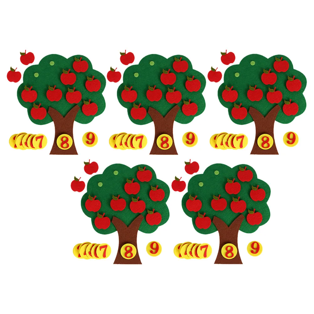 

5 Sets Diy Felt Apples Tree Math Game Board Teaching Aid Addition Interactive Preschool Counting And Matching Game