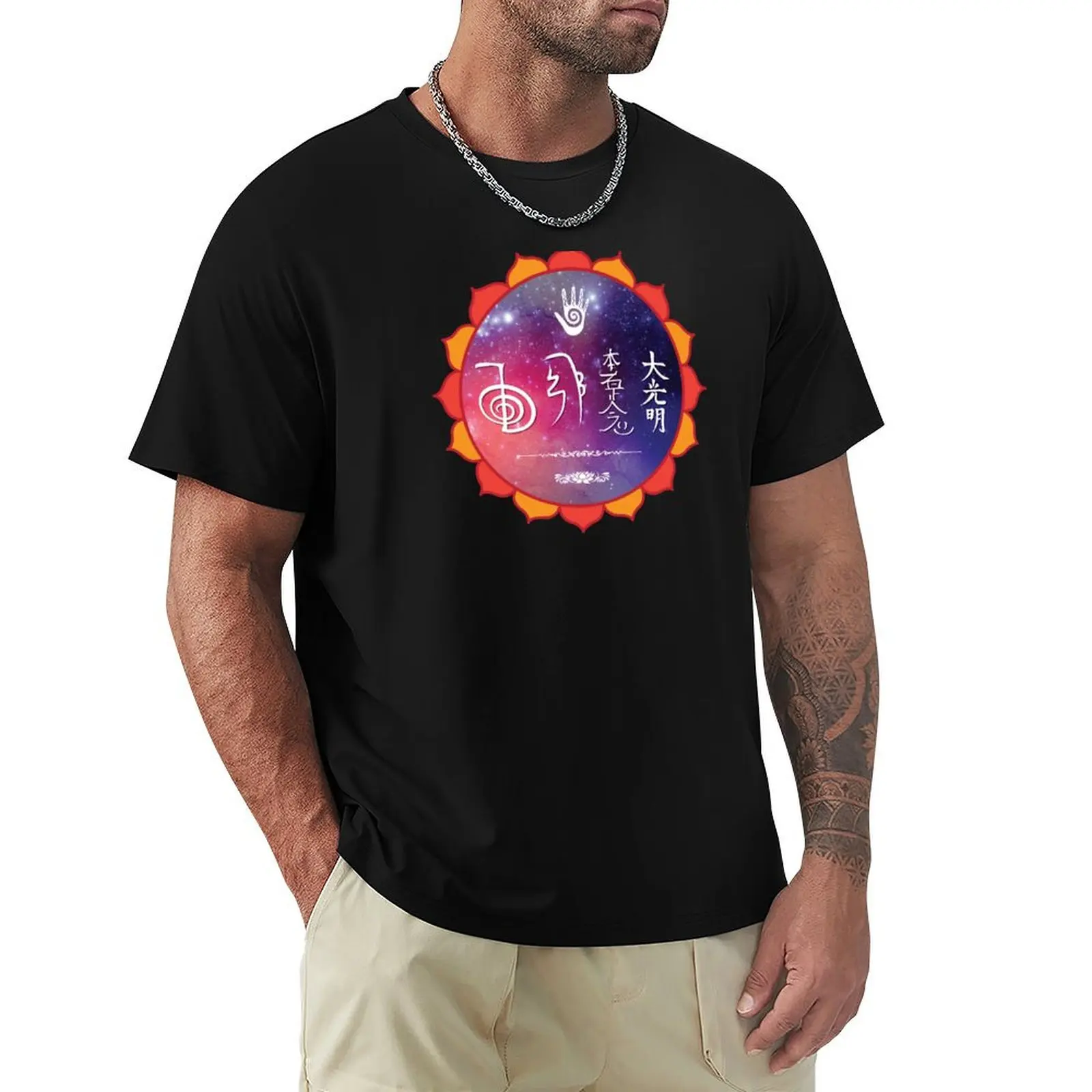 

Reiki symbols and stars T-Shirt summer top Clothing croswit shirt man luxury designer men clothings