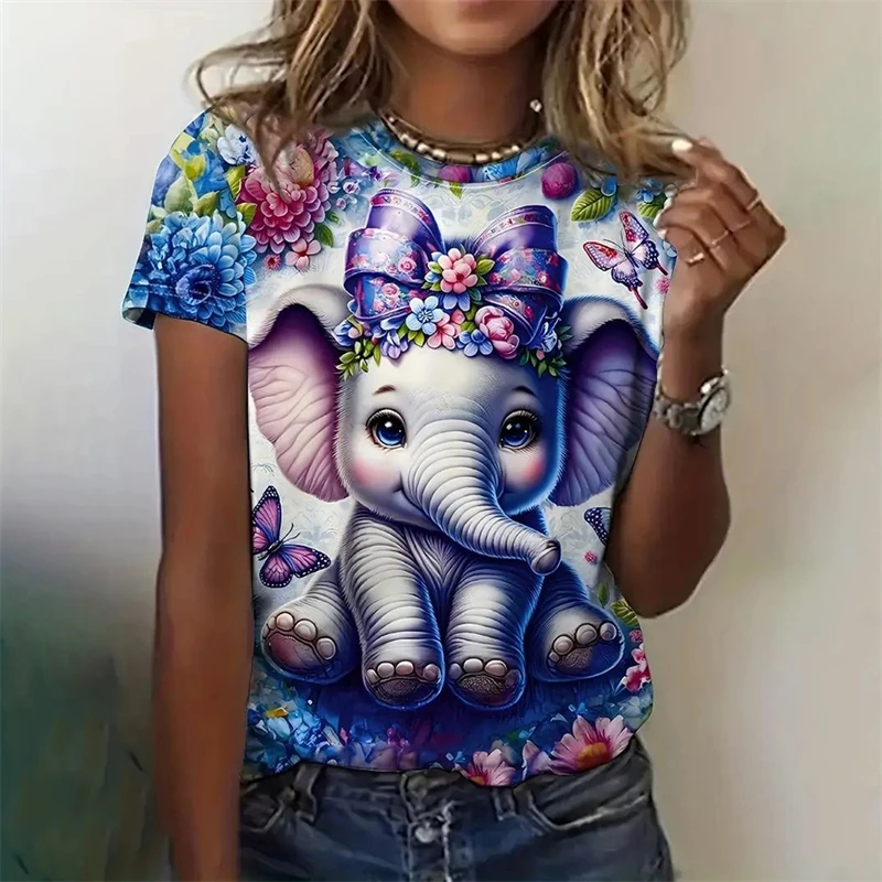 3D Cartoon Dog Printed T Shirt Women 2000s Y2k Tops Girls Cute Animal Print Casual Short Sleeve O-Neck T-shirt Female Funny Tees