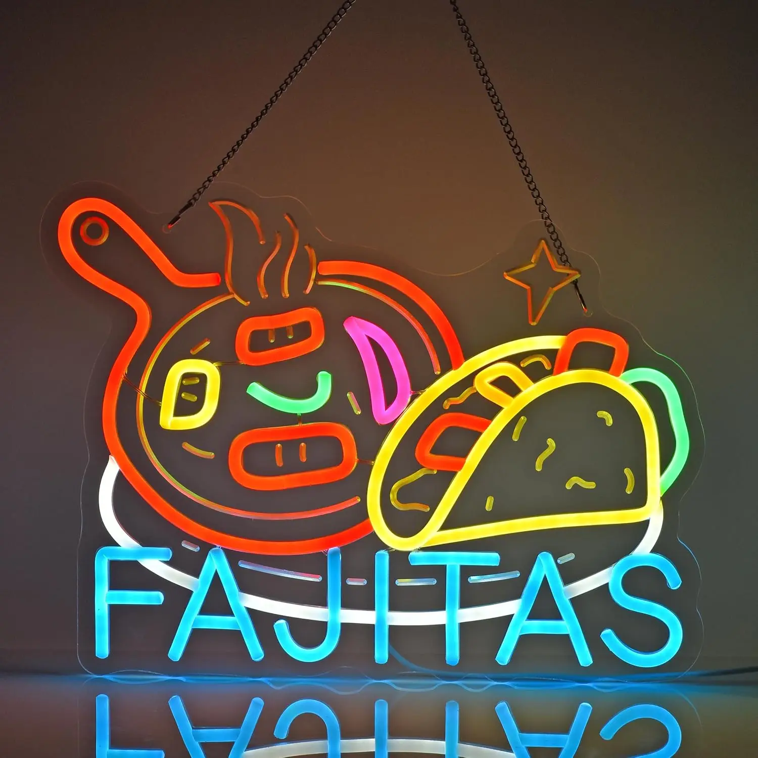 Fajitas Neon Sign USB Dimmable LED Neon Light for Mexican Restaurant Shop Bar Lounge Cafe Kitchen Party Home Art Decoration Gift