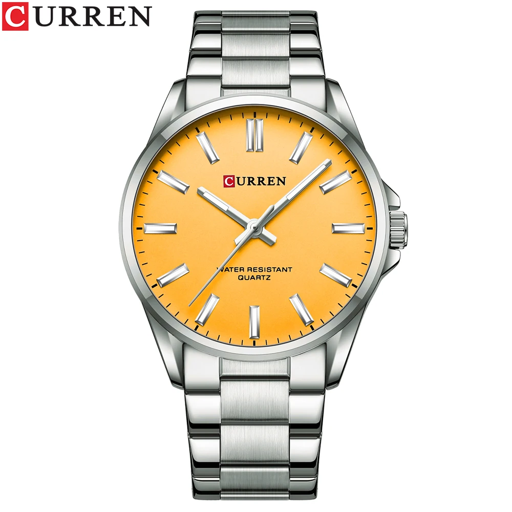 CURREN Klassische Modemarkenuhren für Herren, Business-Quarz-Armbanduhren mit leuchtenden Zeigern und Edelstahlarmband 6