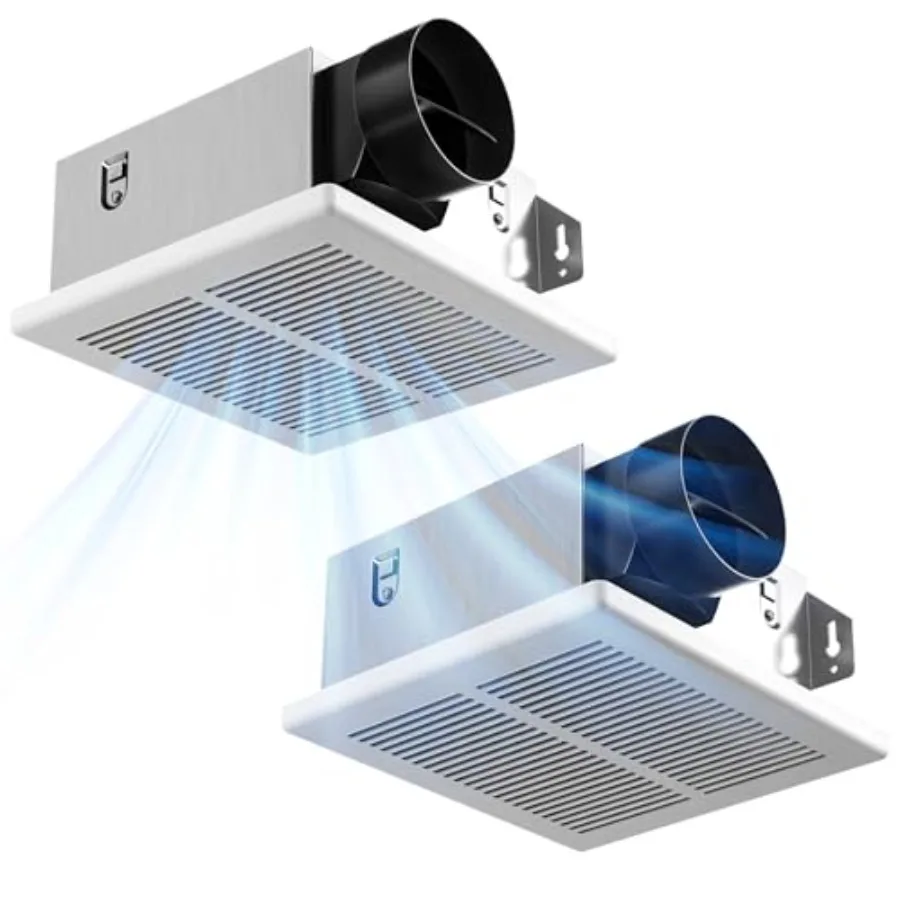 

Bathroom Exhaust Fan 2 Pack, 80 CFM, 1.0 Sones, Low Noise, Ceiling Mounted Retrofit Ventilation Fans, No Attic Access Needed- U
