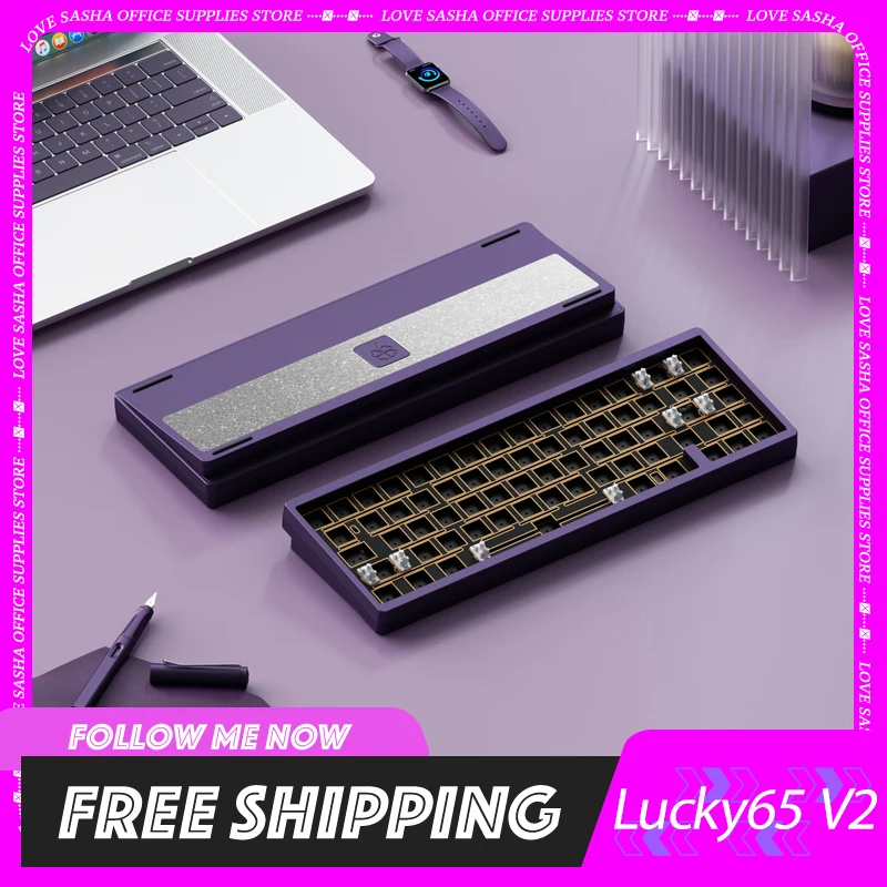 

Weikav Lucky65 V2 Keyboard Kit 3-Mode Customization Usb/2.4g/Bluetooth Hotswap Gasket Structure Rgb Gaming Mechanical Keyboard