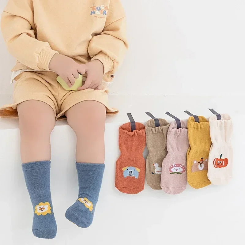 Spring Autumn Sock Baby Boys Girls Anti-Slip Floor Socks Infant Kids Trampoline Shoes Children School Sports Mid Calf Long Socks