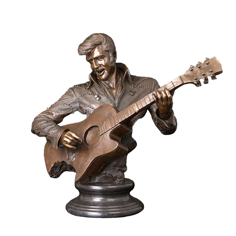 

Rr-300 Music Art Bronze artistical Music graceful man playing guitar statue sculpture for art school Decoration