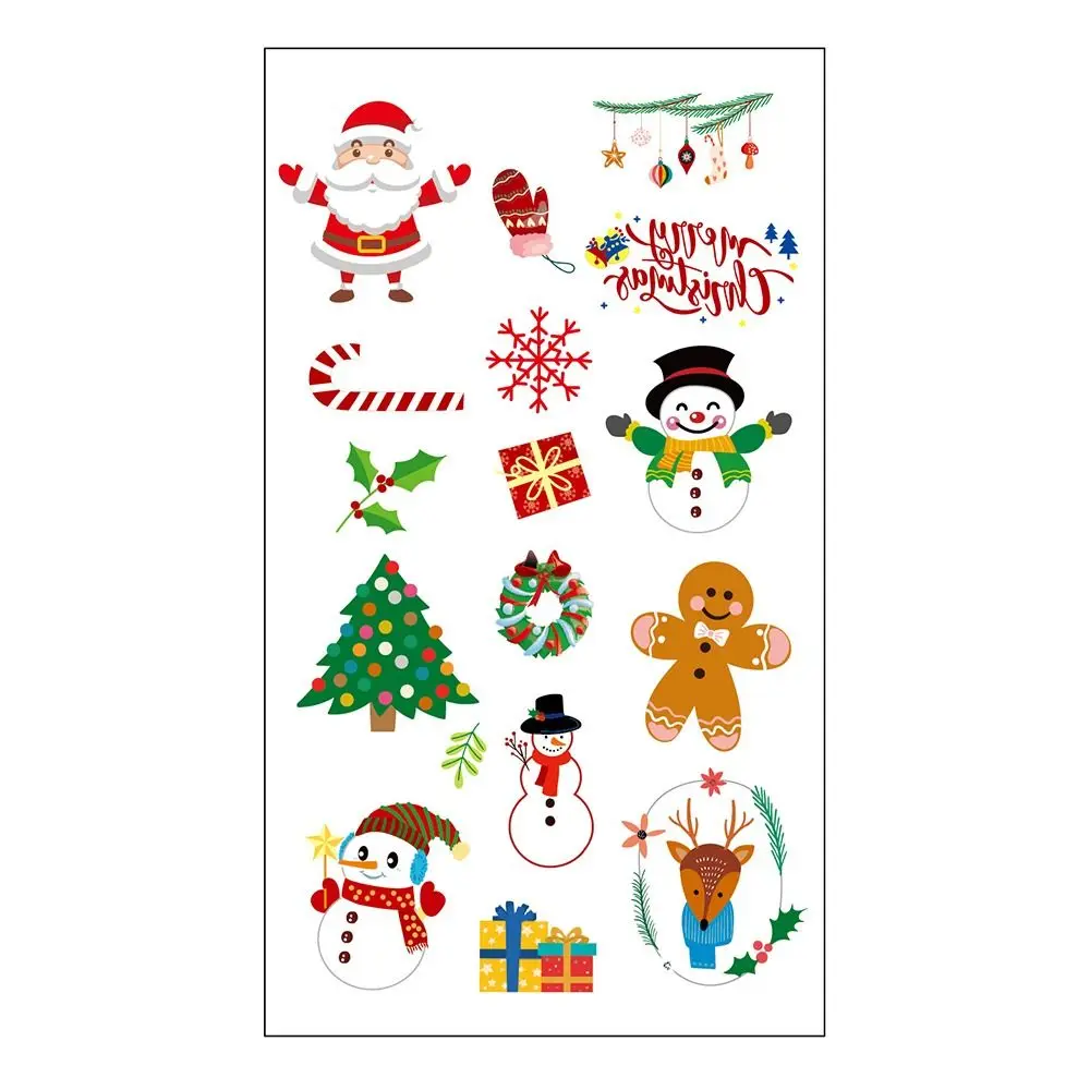 

10PCS Cute Christmas Temporary Tattoos Stickers Sweatproof Waterproof Cartoon Stickers Cartoon Art Disposable Christmas Gifts