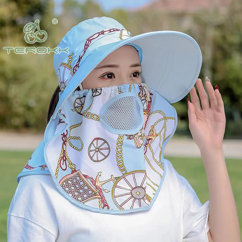 Women Tea Picking Hat Sun Shielding Face And Neck Protection Shawl Outdoor Sunshade UV Protection Breathable Mesh Sunscreen Hat