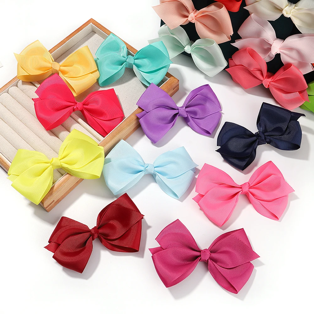 1PC 4.5 Inches Sweet Hair Bows Clip Candy Color Kids Girls Boutique Handmade Hairclip Hairpin Lovely Hairgrips Hair Accessories