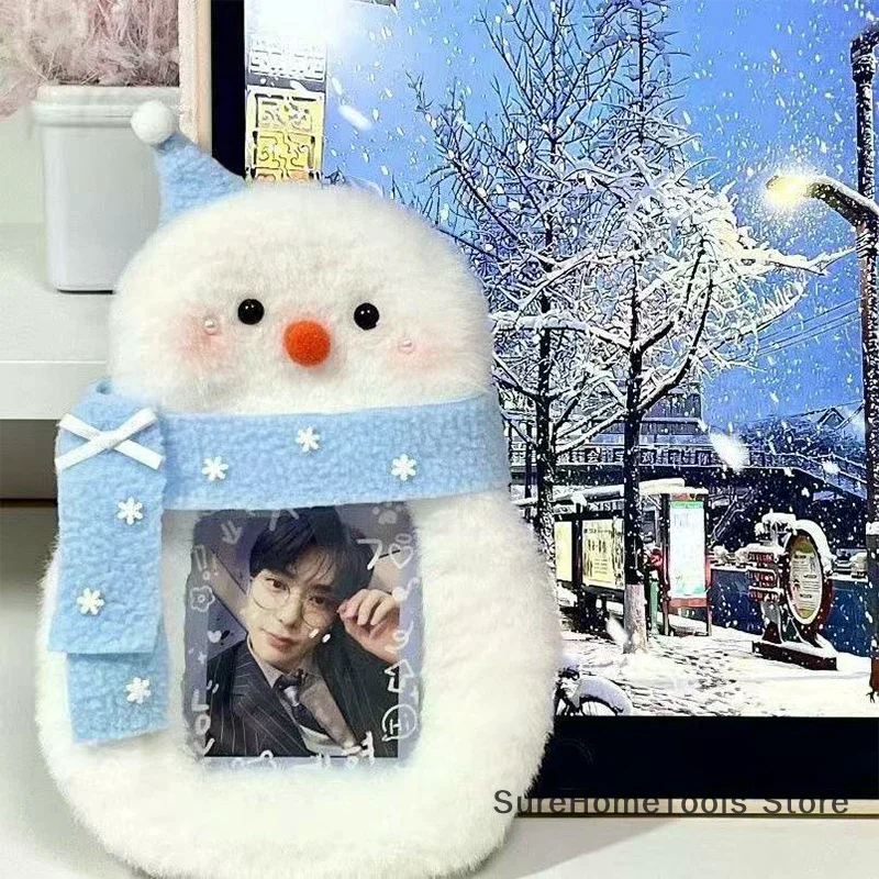 

1pc Cute Snowman Plush Photocard Holder Cartoon Photo ID Credit Card Protector Kawaii Card Case for Kids Fans Portable Home Gift