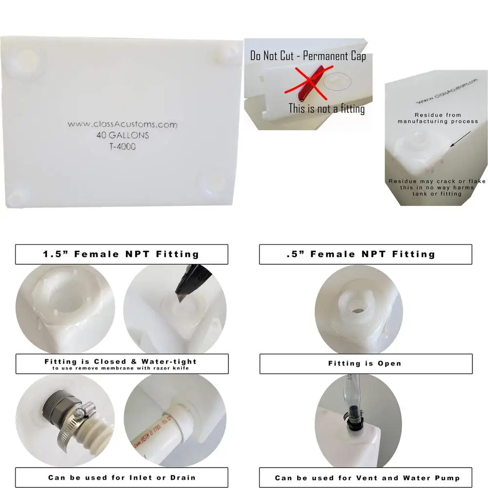 Zbiornik na wodę świeżą i odpływową o pojemności 40 galonów do kamperów klasy A