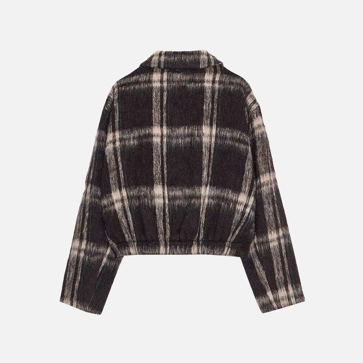 

2025 Autumn New Women's Plaid Jaet Personali Faion Outerwear ort Coat Button Closure Long Sve Loose Fit Z