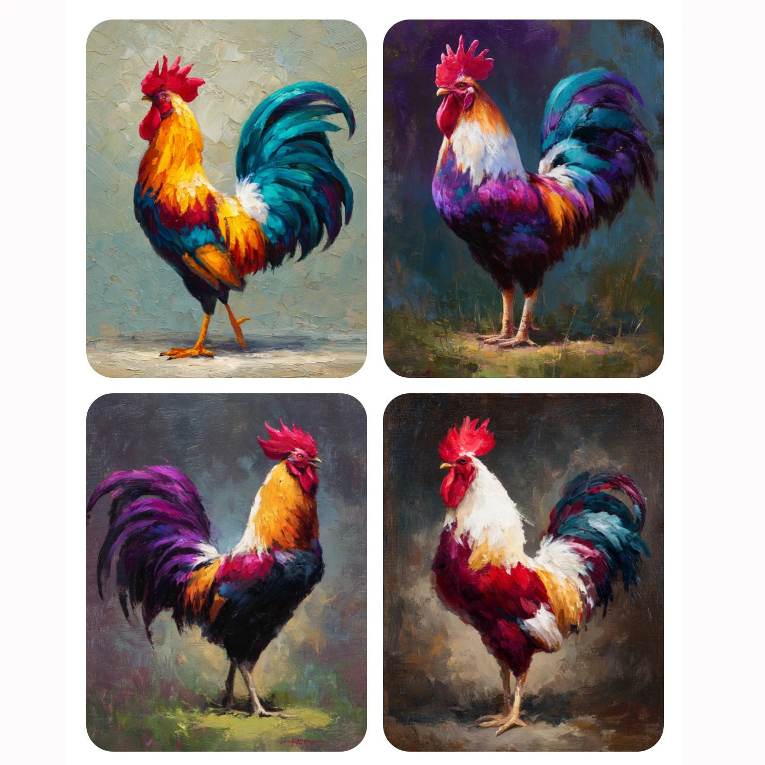 

Ручная роспись Цветной петух Картина по номерам Набор DIY Акриловая картина Холст Искусство Подарок Дом