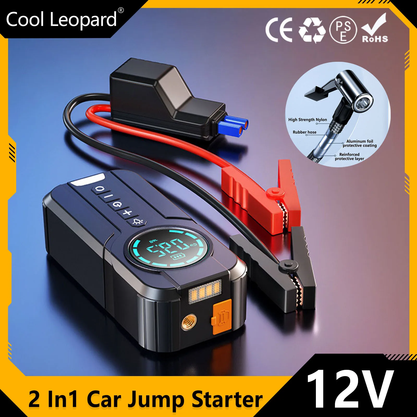 

Electric Car Jump Starter 10Ah Power Bank Multi-function Air Compressor Convenient Tire Inflator Portable Battery Starter