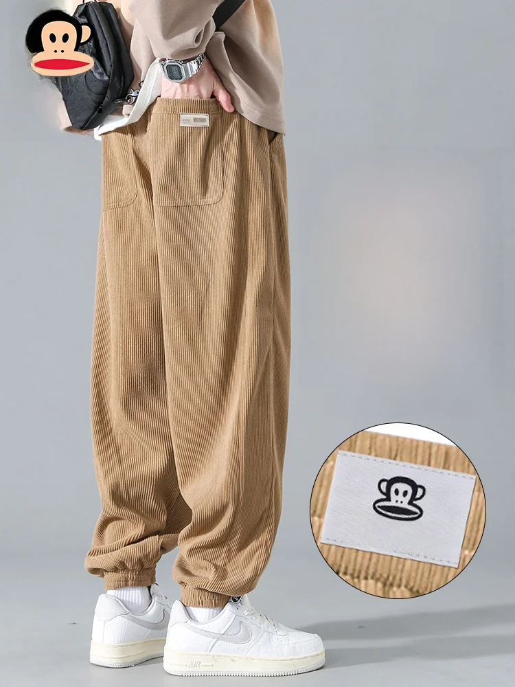 

Мужские повседневные брюки Paul Frank Harlan свободного кроя из вельвета, весенние, немнущиеся, молодежные, с эластичным поясом