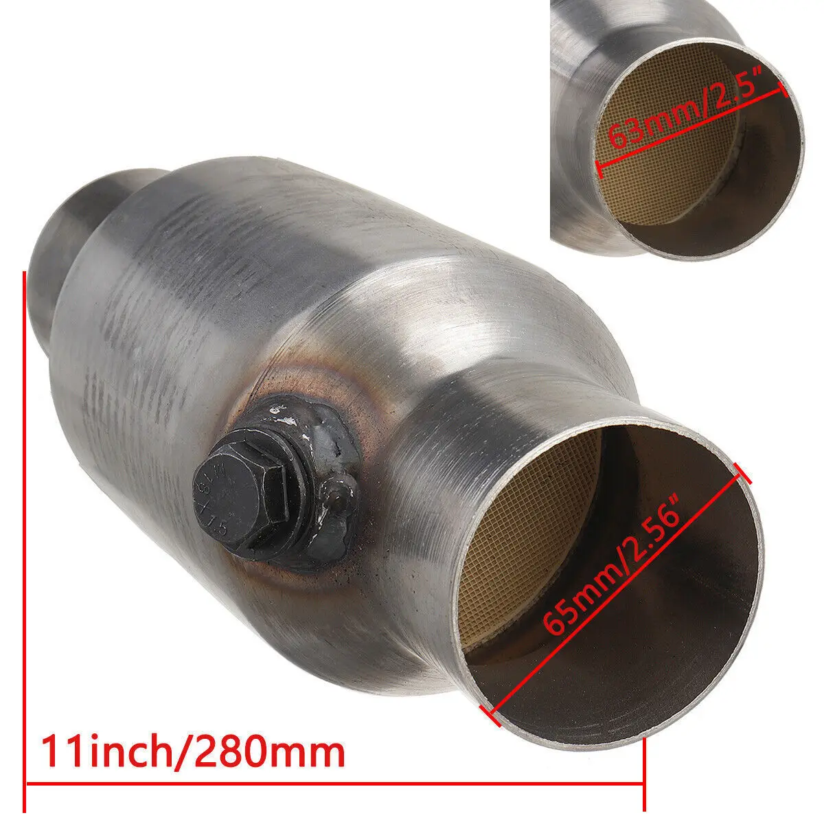 

1PCS Universal 2inch Three-Way Catalytic Converter Premium Car Exhaust Pipe Corrosion-Resistant Direct 400cell Fit Exhaust