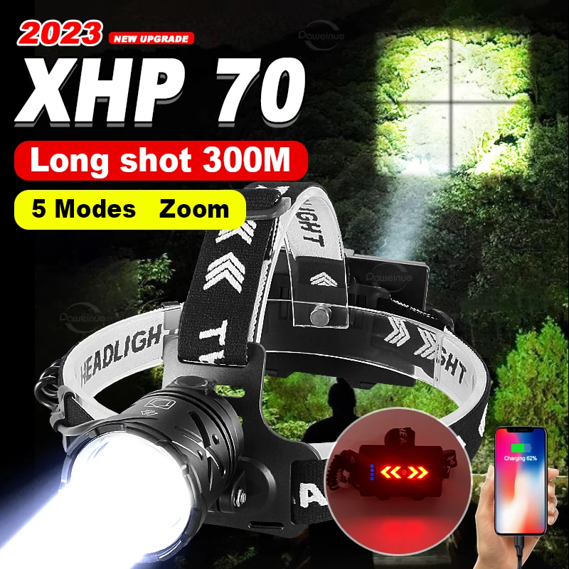 

High Power High Lumen LED Headlight Telescopic Zoom Rechargeable Hat Light Outdoor Camping Search And Rescue Fishing Headlight