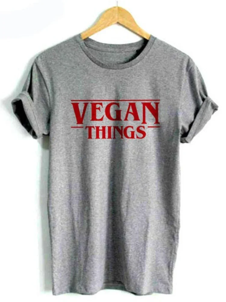 Vegan Things Letter Print T Shirt Women Short Sleeve O Neck Loose Tshirt Summer Women Tee Shirt Tops Camisetas Mujer